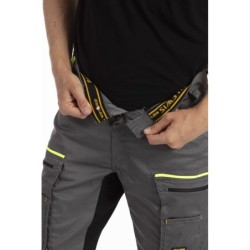 Bermuda de travail multipoches Fibreflex Gris et Fluo Jaune
