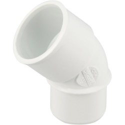 Coude 45° mâle-femelle en PVC blanc à coller pour évacuation d'eau