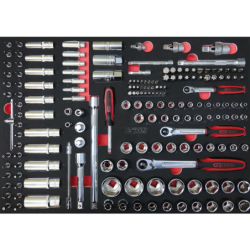 Module douilles et accessoires 1/4 3/8 1/2 chrome vanadium - 175 pièces