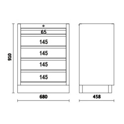 Module fixe avec 5 tiroirs pour combinaison d'ameublement d'atelier C45PRO 2.0