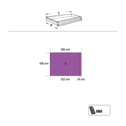 Module fixe avec 5 tiroirs pour combinaison d'ameublement d'atelier C45PRO 2.0
