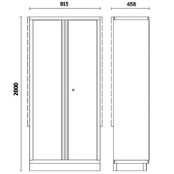 Armoire métallique à 2 portes avec étrier pour combinaison d'ameublement d'atelier C45PRO 2.0