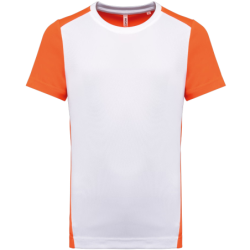 Tee shirt de sport écoresponsable bicolore homme blanc et orange