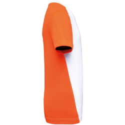 Tee shirt de sport écoresponsable bicolore homme blanc et orange