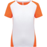 Tee shirt de sport écoresponsable bicolore femme blanc et orange