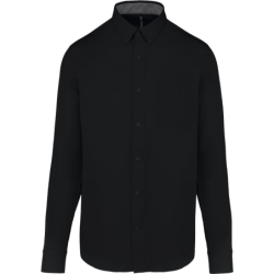Chemise coton noire manches longues Nevada