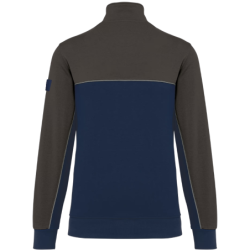 Sweat-shirt écoresponsable col zippé unisexe navy et Dark Grey