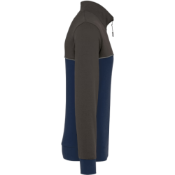 Sweat-shirt écoresponsable col zippé unisexe navy et Dark Grey