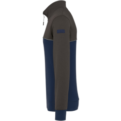 Sweat-shirt écoresponsable col zippé unisexe navy et Dark Grey