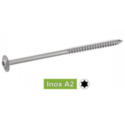 Vis bois charpente tête plate large Torx inox A2