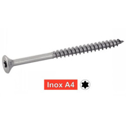 Vis pour aggloméré tête fraisée six lobes Inox A4 filetage partiel