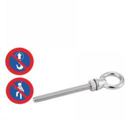 Piton à oeillet fileté inox A4 avec écrou et rondelle