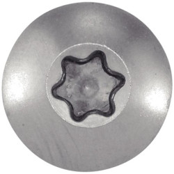 Vis à bois tête cylindrique large six lobes inox A2 pour penture