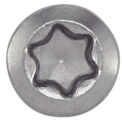 Vis pour terrasse tête fraisée réduite six lobes double filet inox A4