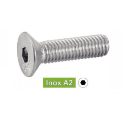 Vis à métaux tête fraisée six pans creux Inox A2 DIN 7991 ISO 10642