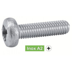 Vis à métaux tête cylindrique bombée PZ Inox A2 DIN 7985 ISO 7045