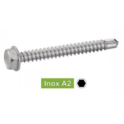 Vis autoperceuse tête hexagonale à embase inox A2 DIN 7504 K