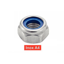Écrou hexagonal indesserrable bague nylon inox A4 DIN 985