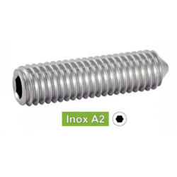 Vis sans tête six pans creux bout pointeau Inox A2 DIN 914 ISO 4027