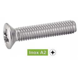 Vis à métaux tête fraisée bombée Pozidrive Inox A2 DIN 966 ISO 7047