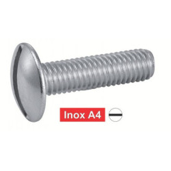 Vis à métaux tête ronde large poêlier fendue Inox A4 NFE 25-129