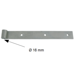 Penture droite percée bout carré Torbel inox 316L 40 x 5 mm gond 16 mm