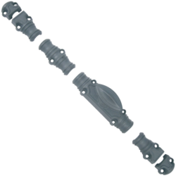 Crémone rustique moulurée en fonte de menuiserie bois - Tringle 1/2 ronde 16x8 mm - Gris mat