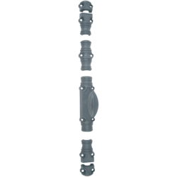 Crémone rustique moulurée en fonte de menuiserie bois - Tringle 1/2 ronde 16x8 mm - Gris mat