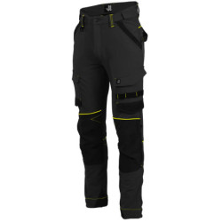 Pantalon de travail Sacha multipoche Noir et Jaune fluo