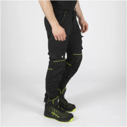 Pantalon de travail Sacha multipoche Noir et Jaune fluo