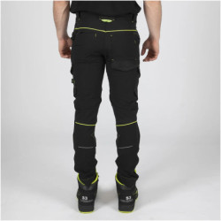 Pantalon de travail Sacha multipoche Noir et Jaune fluo