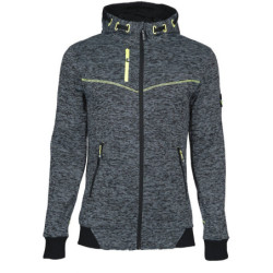 Gilet de travail à capuche - Botta North Ways - Gris chiné coutures jaune fluo