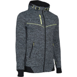 Gilet de travail à capuche - Botta Nine Worths Gris chiné coutures jaune fluo
