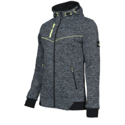 Gilet de travail à capuche - Botta North Ways - Gris chiné coutures jaune fluo