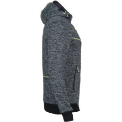 Gilet de travail à capuche - Botta Nine Worths Gris chiné coutures jaune fluo