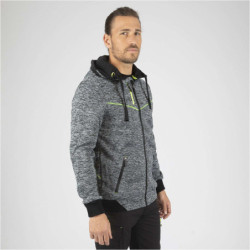 Gilet de travail à capuche - Botta Nine Worths Gris chiné coutures jaune fluo