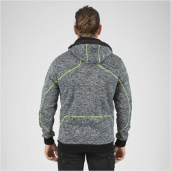Gilet de travail à capuche - Botta Nine Worths Gris chiné coutures jaune fluo
