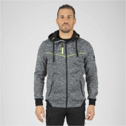 Gilet de travail à capuche - Botta North Ways - Gris chiné coutures jaune fluo