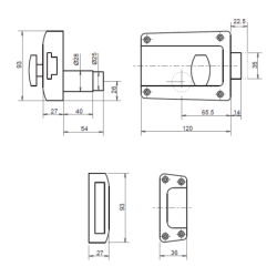 Serrure de porte de garage en applique 6903 METALUX main droite