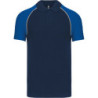 Polo baseball bicolore 100% coton piqué 200 g/m² Marine et Bleu Royal
