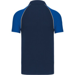 Polo baseball bicolore 100% coton piqué 200 g/m² Marine et Bleu Royal