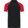 Polo baseball bicolore 100% coton piqué 200 g/m² Noir et Rouge