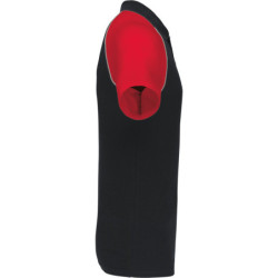 Polo baseball bicolore 100% coton piqué 200 g/m² Noir et Rouge