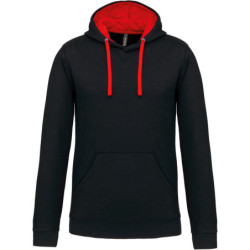 Sweat shirt à capuche 80% coton 20% polyester Noir et Rouge