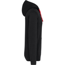 Sweat shirt à capuche 80% coton 20% polyester Noir et Rouge