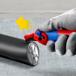 Couteau à dégainer, lame avec sabot de guidage