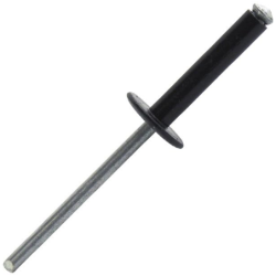 Rivet aluminium tige acier éclaté tête large plate laquée noire Ø4.8mm L.20mm Tête 14mm - Boîte 250