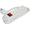 Bloc multiprises 3 prises domestiques + 1 interrupteur lumineux - Longueur 1.5 mètres - Blanc