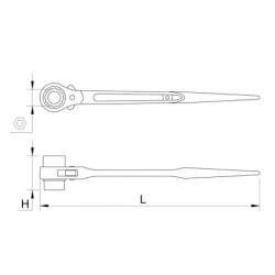 Clé de monteur à cliquet doubles 2 dimensions longueur 315 mm