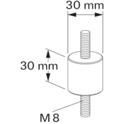 Patin antivibratoire Fischer PA 30 x 30 filetage M8 - lot de 4